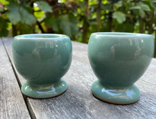 Pair of  2 Vintage Denby Stonewear Egg Cups - Manor Green