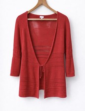 Womens Red Open Knit Cardigan