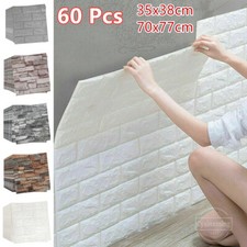 60Pcs Stick On Tiles Self-Adhesive Bathroom Kitchen 3D Tiles Stickers Wall Decor