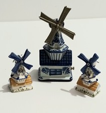 Boma Delft Blauw Holland Reuge Musical Windmill & Salt & Pepper Set