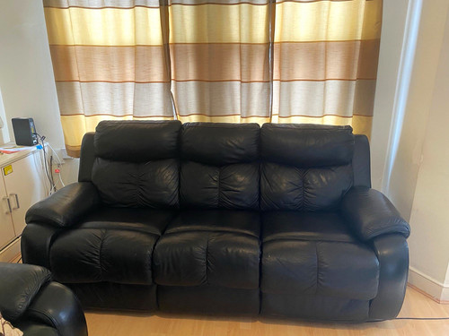 Black leather seater 2 - black,