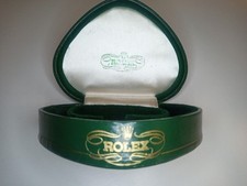 Rolex Watch Box Vintage 1950s, 60's Green Heart Shaped Leatherette Sateen Lined