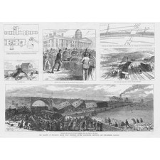 PENISTONE Accident on Manchester Sheffield & Lincs Railway - Antique Print 1884