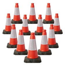 12  PACK RED TRAFFIC CONES  - HEAVY DUTY  450 MM HIGH 2 PIECE