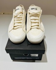 Replay Cream / White Clean Sneakers Trainers - Size UK 8 EU 42 US 9