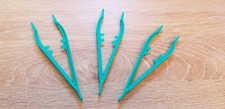Set Of 3 Reptile Feeding Tweezers Tongs - Green Plastic - Used - Snake Lizard