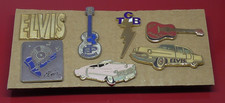 SEVEN VERY SMALL Enamel Pin Badges Elvis Presley Cars Guitars Etc