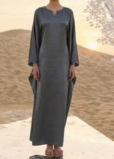 Elegant Grey Satin Kaftan