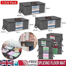 1/3/6 Pack Clothes Storage Bag Foldable Storage Boxes w/Lid for Clothing Bedding