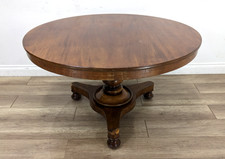 DINING TABLE Antique Mahogany Round Table Tilt Top Tripod Pedestal Base Castors