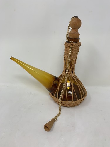 Vintage amber glass decanter - vintage,