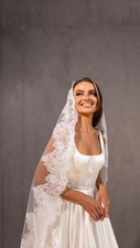 Lace Mantilla Royal Veil -  delicate white lace
