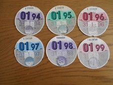 6 collectable tax disc  from 1990s !  !!!"""""