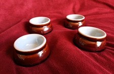 Set of 4 Vintage Denby Homestead Brown & Blue Glazed Egg Cups Unboxed England 