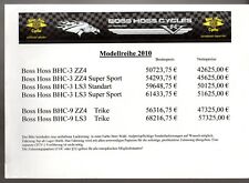 Boss Hoss Motorcycles Price List 2010 German Market Single Sheet Brochure