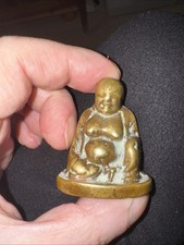 Miniature Laughing Buddha Ornament  Statue Brass