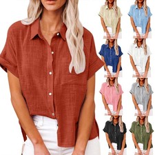 Womens Plain Button Up Tops
