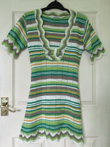 Short crochet knit dress - short,