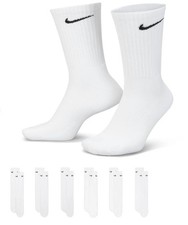 001x NIKE 6 PAIRS CREW SOCKS COTTON White or Black