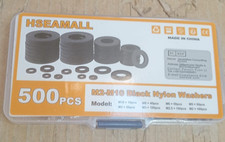 HSEAMALL Black Nylon Washers,M2 M2.5 M3 M4 M5 M6 M8 M10 Assorted Flat washers