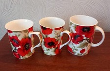 3 Poppy Mugs Fine Bone China Royal Burlington - Mayfair - Rose of England 