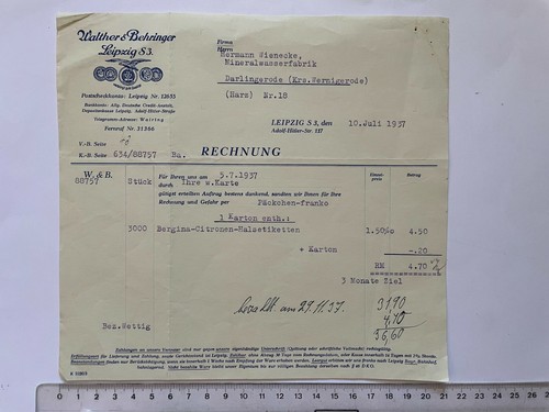 Invoice 1937 walther - invoice,