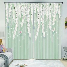 White String Flower 3D Curtain