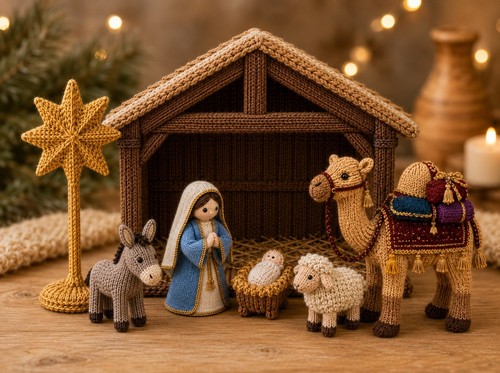 Mini nativity set - set, knitting