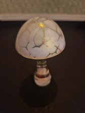Heron Glass Mushroom.  White.  9cm. Handmade In Cumbria