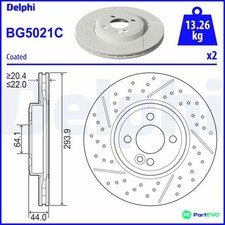 DELPHI 2 X BRAKE DISC BG5021C
