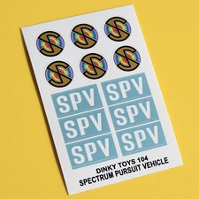 DINKY No. 104 SPECTRUM PURSUIT VEHICLE SPV Metallic sticker decal reproductions