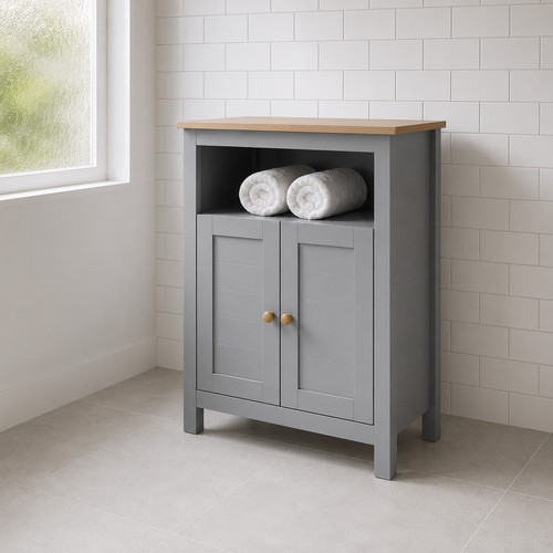 Grey bathroom floor cabinet - grey,