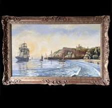 Huge Whitby Seascape Oil on