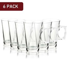 Vinsani 200ml (7oz) 6 Latte Glasses Cup Tea Coffee Cappuccino Hot Drink Tassimo