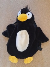 Cute Penguin fluffy teddy backpack bag black white yellow girls boys