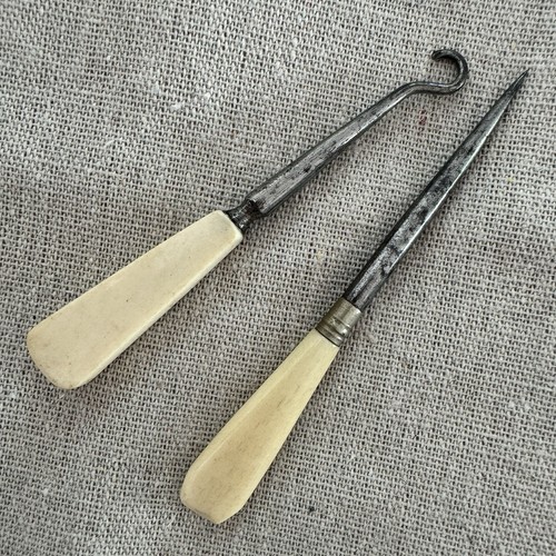 Antique button hook - button, &