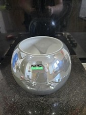 NEW C & G Giftware Stunning Grey Mirrored Glass Vase With White Interior 