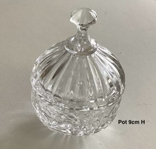 Job Lot Five Cut Glass Items. Two pairs small trinket jars with Lids and Jug