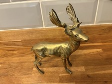 Very Heavy Vintage/antique Solid Brass Stag Figure Weighing Over 1.6kg