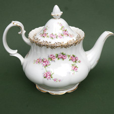 Royal Albert Dimity Rose Teapot Vintage Gold Trim Pink Roses Lovely