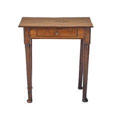 Late 17th Century Elm and Oak Pad Foot Small Country Side Table with Drawer