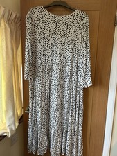 Zara White Black Spotty Polka Dot Midi Dress, Size XXL