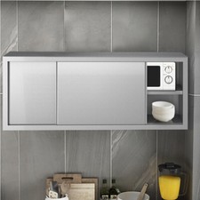4/5ft Large Double Sliding Doors Kitchen Wall Cabinet Stainless Steel Storage UK