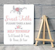 A5 Sweet Table Candy Stall Cart Buffet Jar Sign Wedding Party - PINK