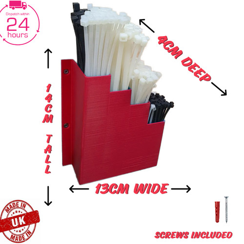 Red cable tie holder - red, zip