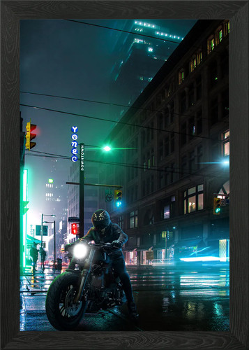 Bike rider neon framed wall - bike,