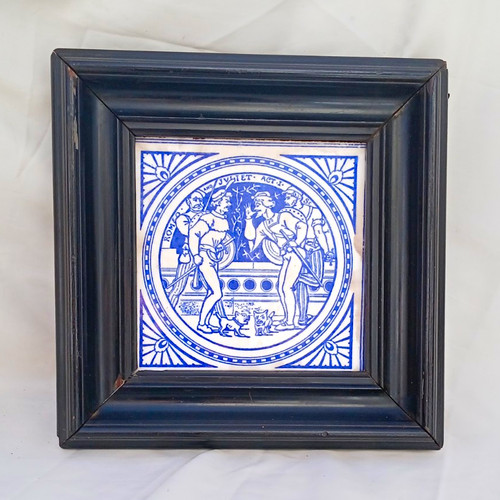 Victorian ceramic tile scene - ceramic,