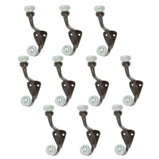 10x Grey Ceramic Ball Hat & Coat Hook Cast Iron Vintage W30mm x H105mm Black