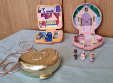 Vintage 1980s Polly Pocket Bundle Church Wedding & Figures, Orange Town House