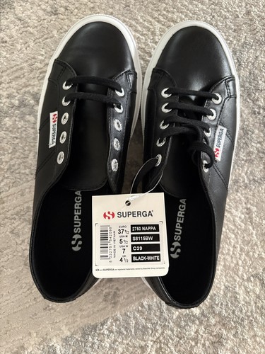 Superga black leather nappa - black,